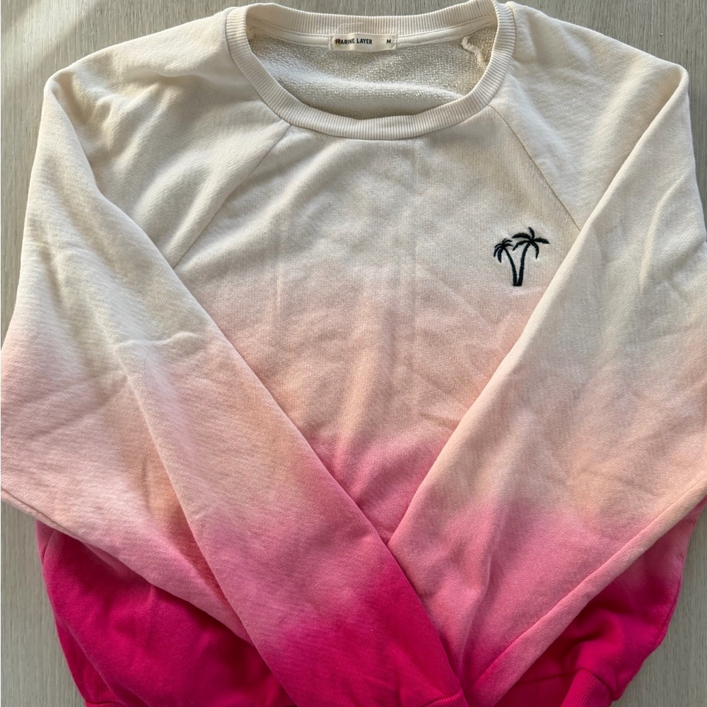 Marine Layer Pink Gradient Sweater with Palm Embroidery